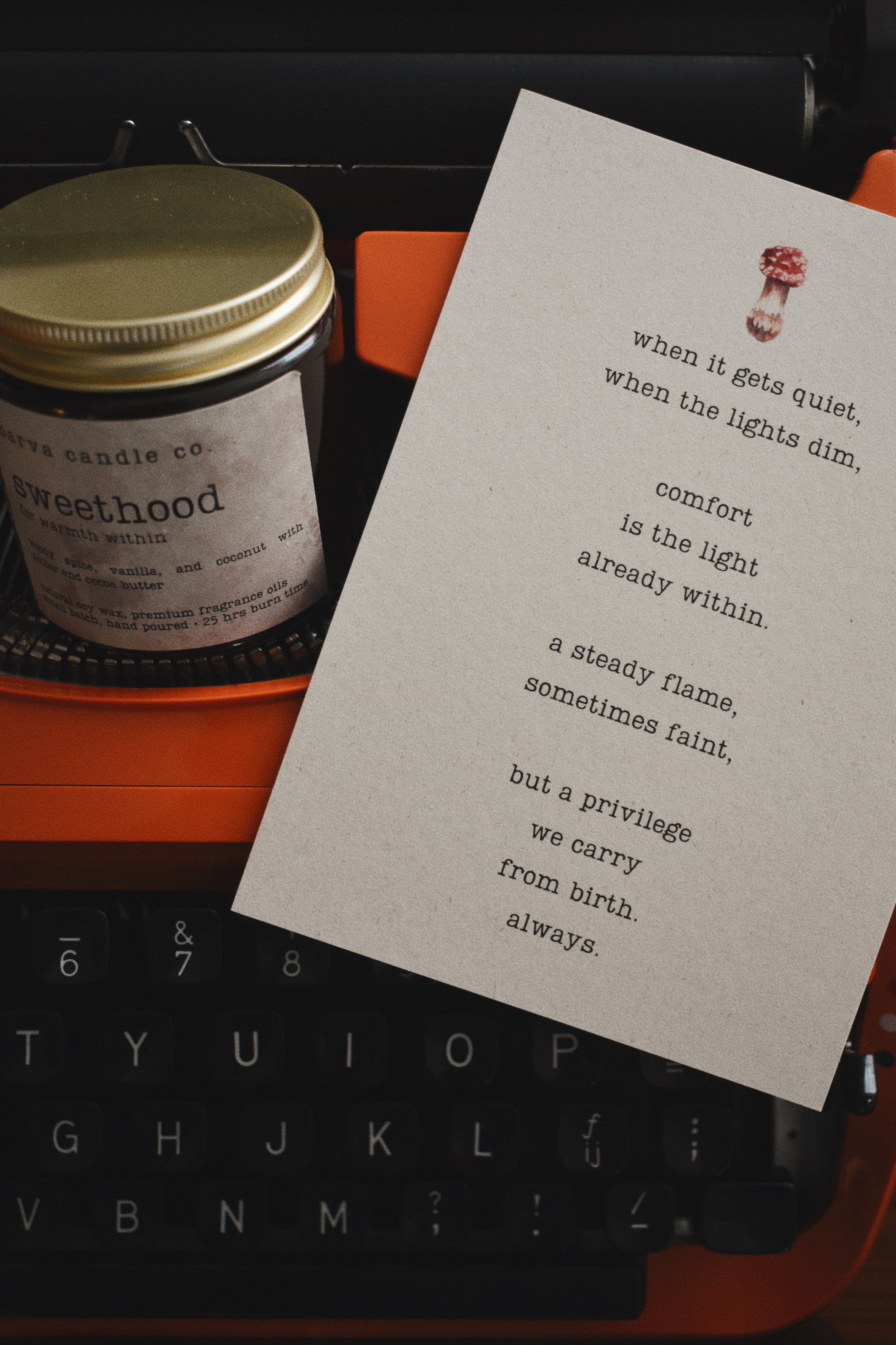 sweethood candle: for warmth within
