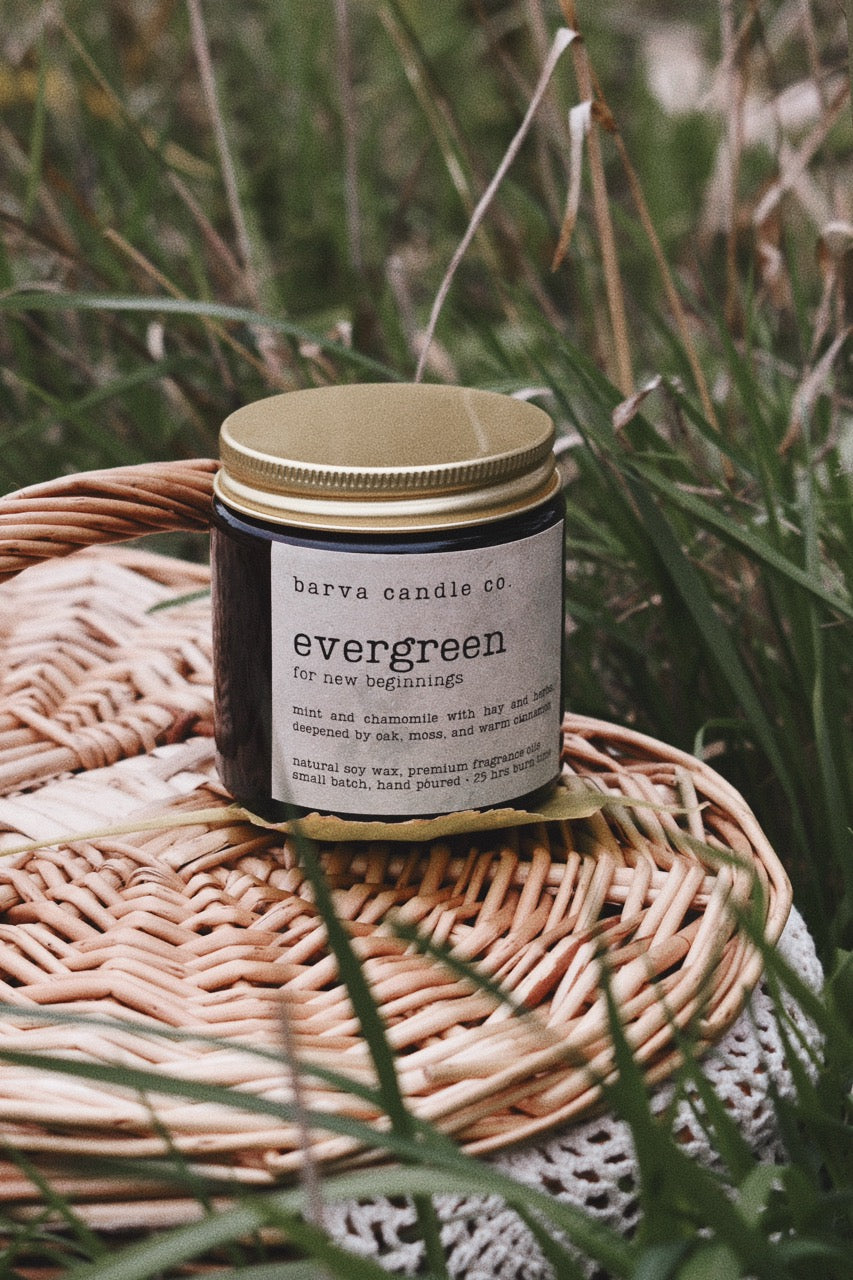 evergreen candle: for new beginnings